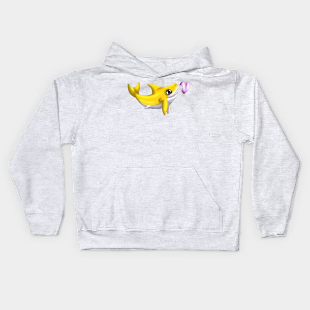 Shark Bites! (Yellow) Kids Hoodie by spyroid101